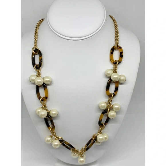 J. Crew Jewelry - J.  Crew Tortoise Links & Pearls Long Necklace